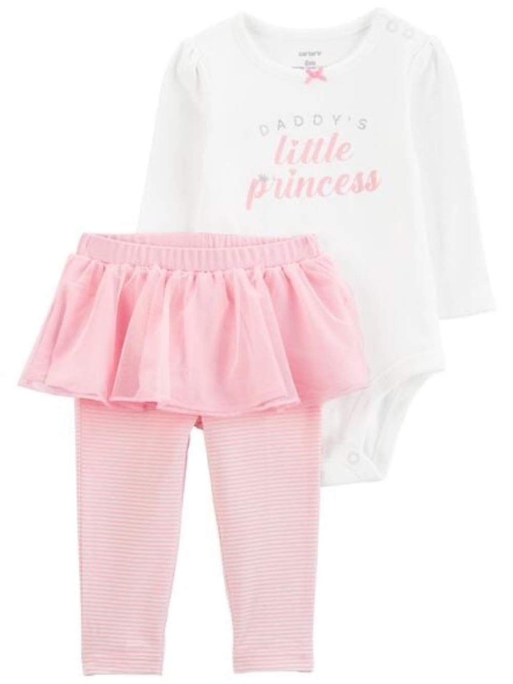 Carter's White & Pink 'Daddy's Little Princess' Bodysuit Skirted Legging Set